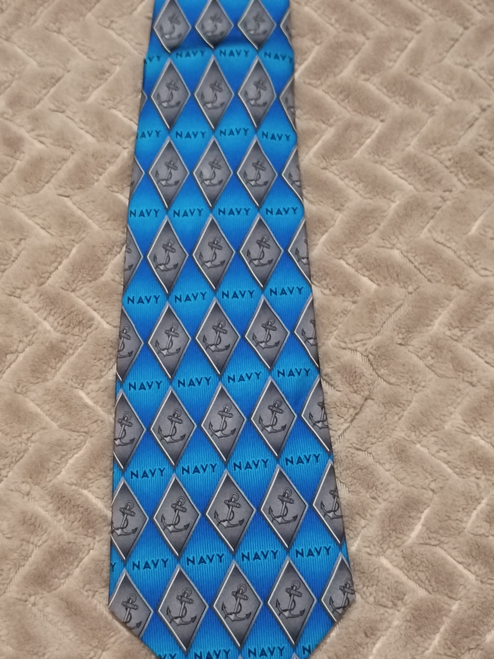 Blue Navy Pattern Men's Tie — Classic Anchor Motif